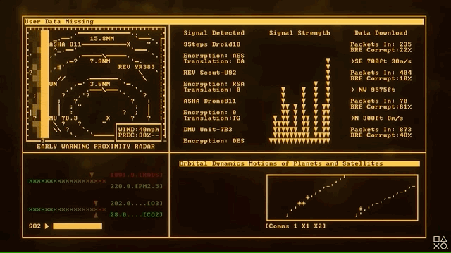 A gif of a glitchy, old-school ASCII U.I interface showing lots of incomprehensible data.